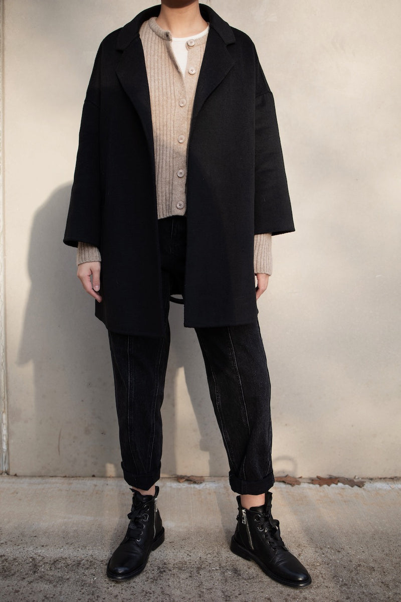 Black Medium Wrap Coat