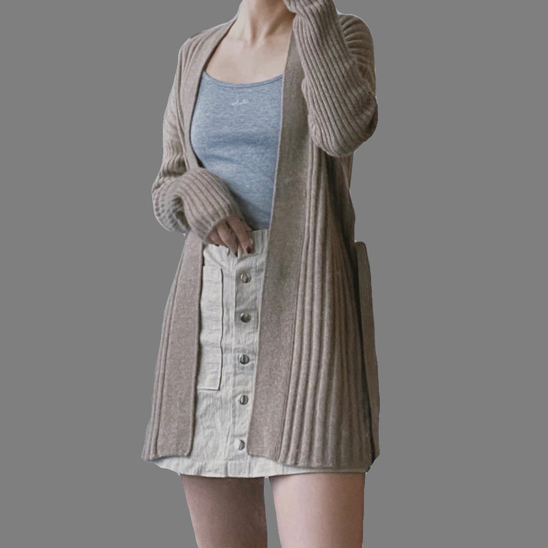 Cashmere belt cardigan caramel