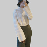 High-neck cashmere sweater ivory