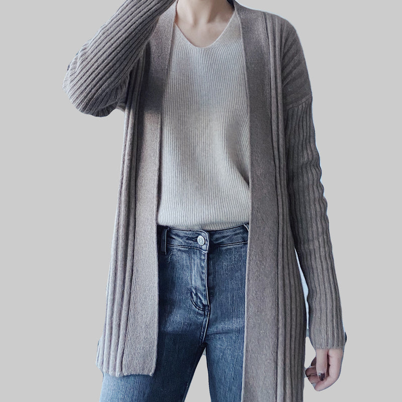 Cashmere belt cardigan caramel