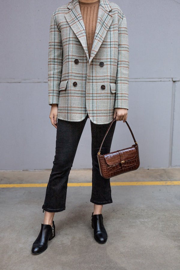 Tan Check Wool Blazer